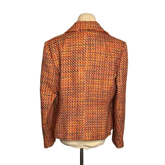 Requirements orange pink woven Fall Blazer size 14P - Picture 2 of 11